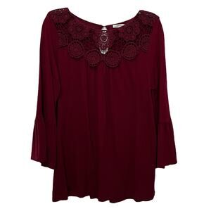 Jodifl Lace Cutout Top Burgundy Small